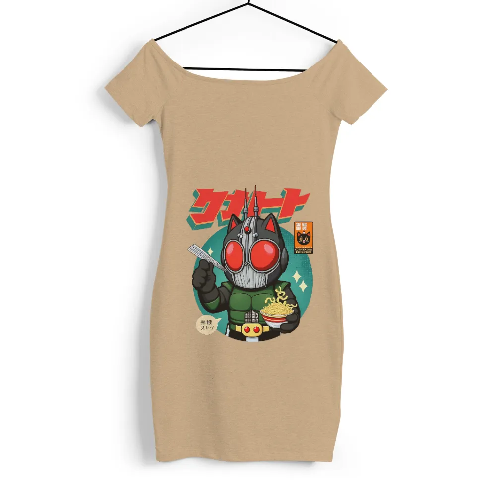 Custom T-Shirt Printing: Retro Anime Character with Noodles| large red eyes