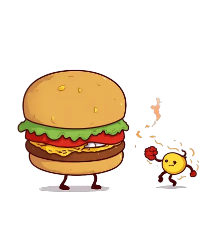 Graphic Tees: Burger Battle - Funny Cartoon Character Design