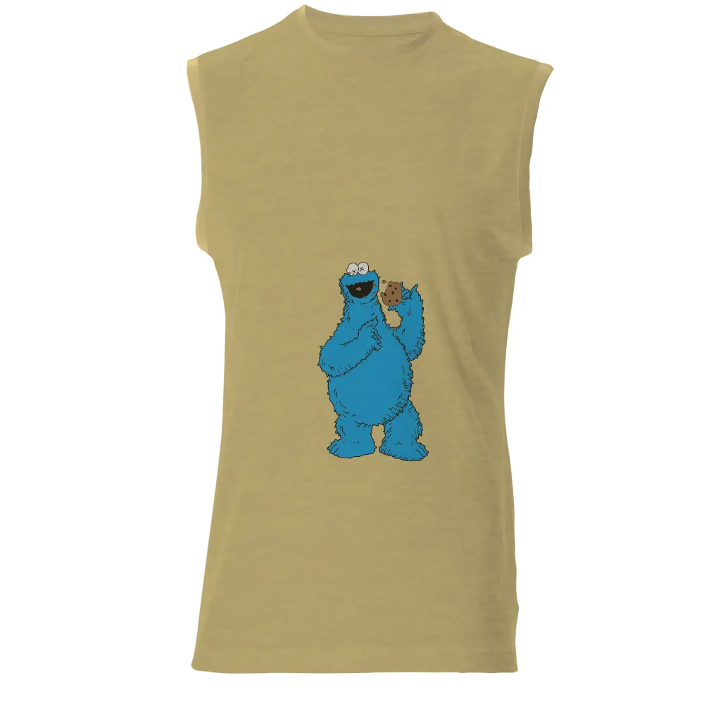 Custom Tee Shirts: Cookie Monster's Chocolate Chip Delight|blue shirt cartoon character