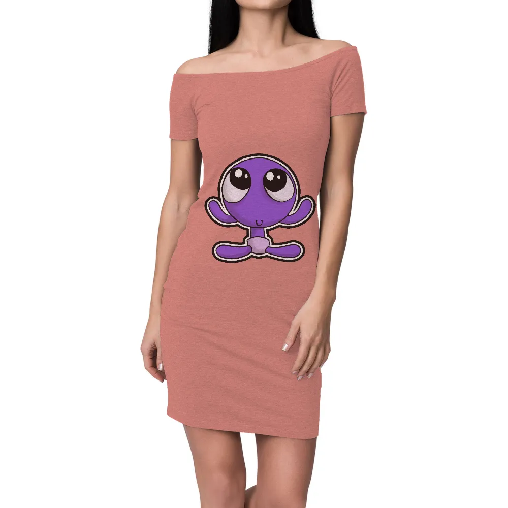 Customized Tee Shirts: Whimsical Purple Creature with Big Eyes|forest doraemon t shirt