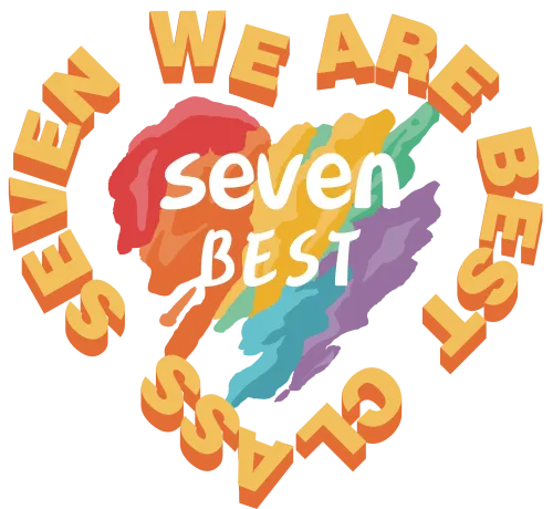 Custom Tee Shirts: Seven Best Friends United in Colorful Heart Design