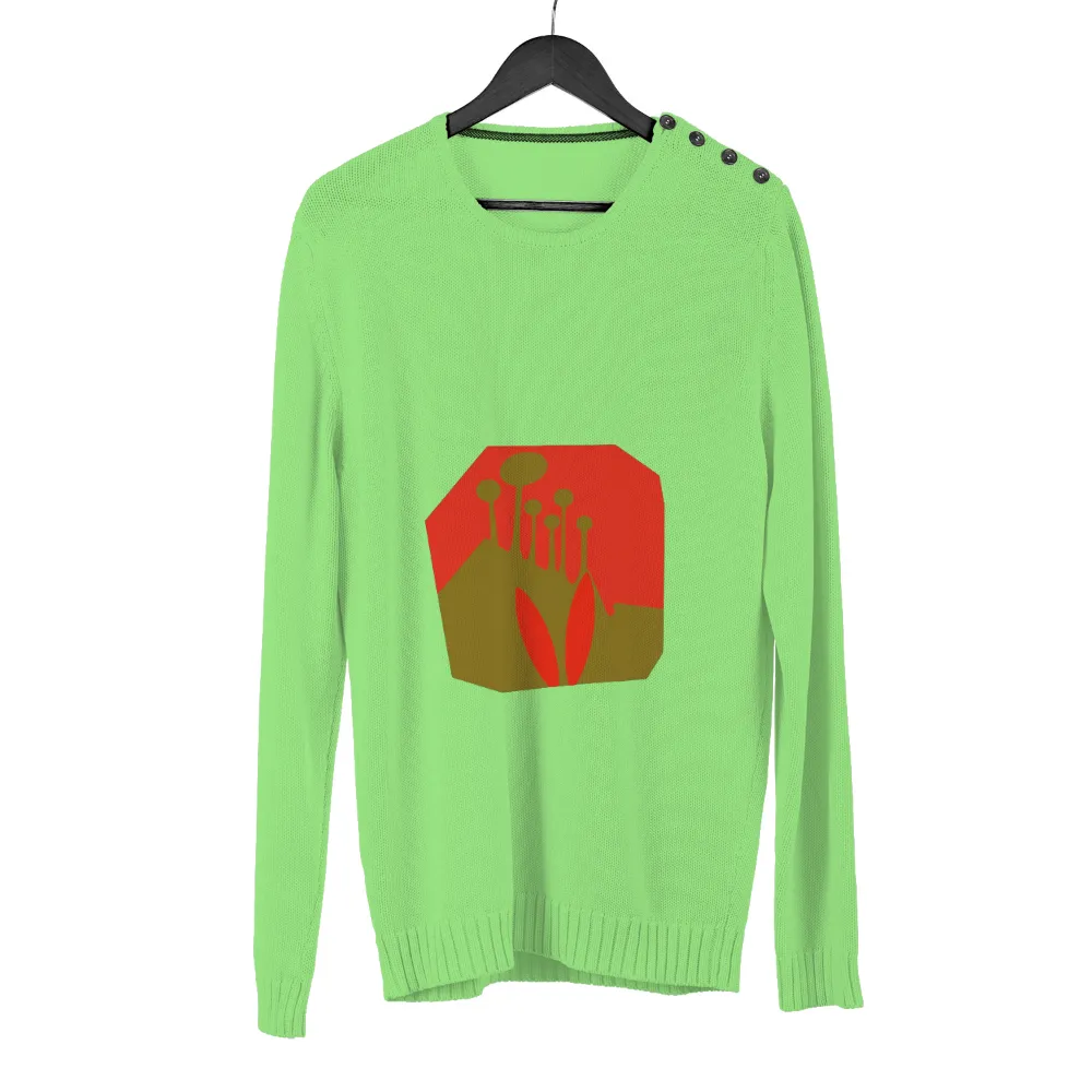 TShirt Printing: Surreal Landscape with Mushrooms and Surfboards|red money t shirt