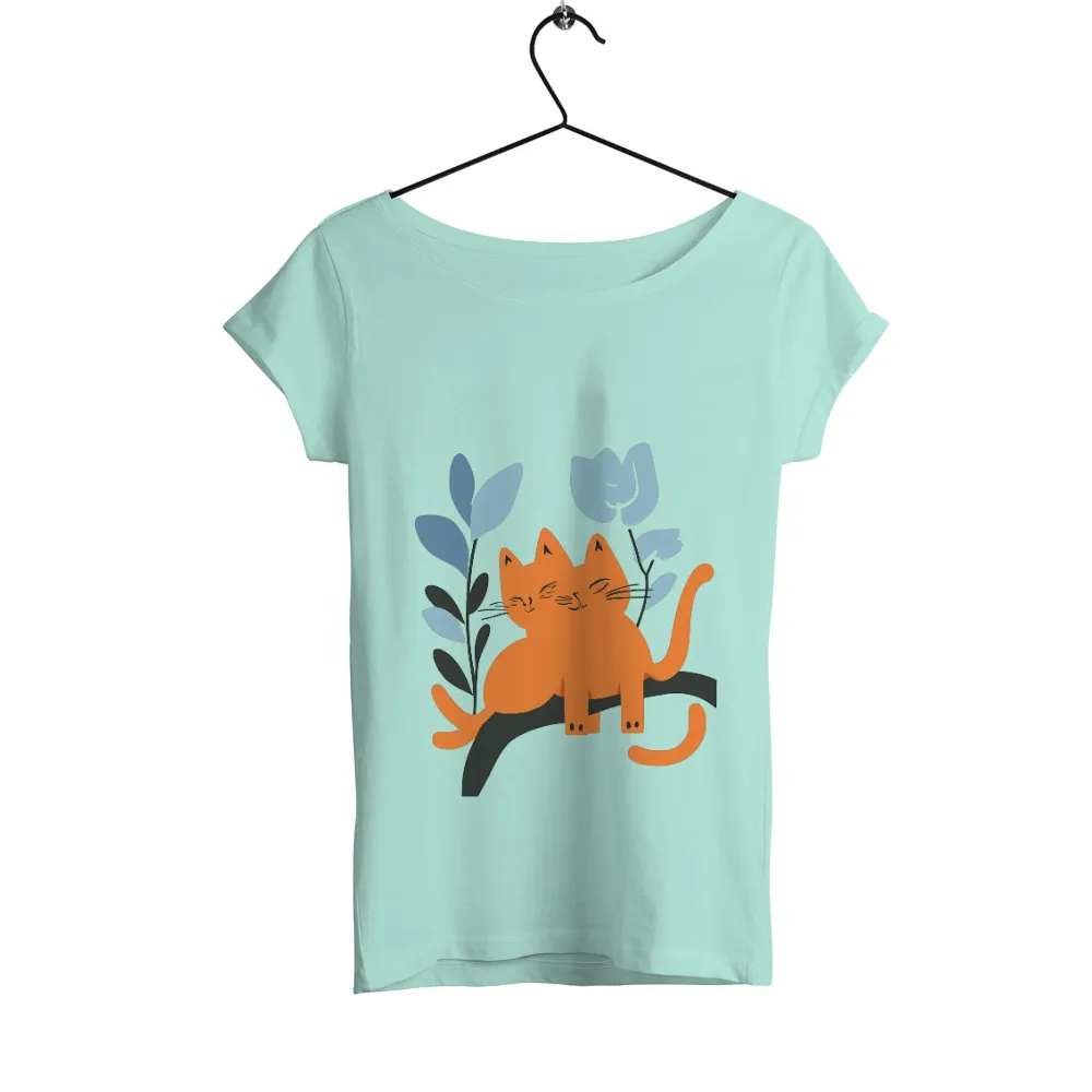 T-Shirts Design: Orange Cat in Nature | Minimalist Art| Minimalist art