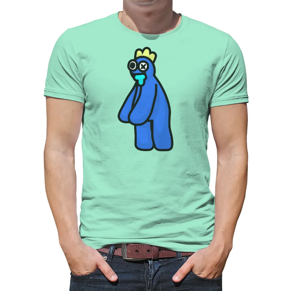 T-Shirts Pattern: Quirky Blue Character with Yellow Crown|weed shirt roblox