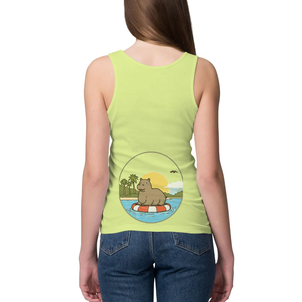 Custom Tee Shirts: Sunny the Capybara Floating in Bliss|buc ee's summer shirt 2022