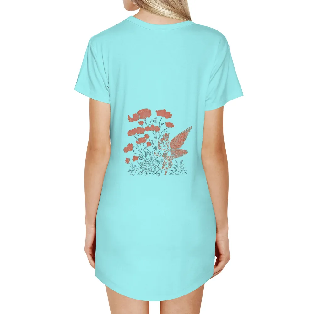 Custom Tee Shirts: Elysia's Coral Garden - Winged Figure in a Mystical Realm|pokemon mystery dungeon shirt