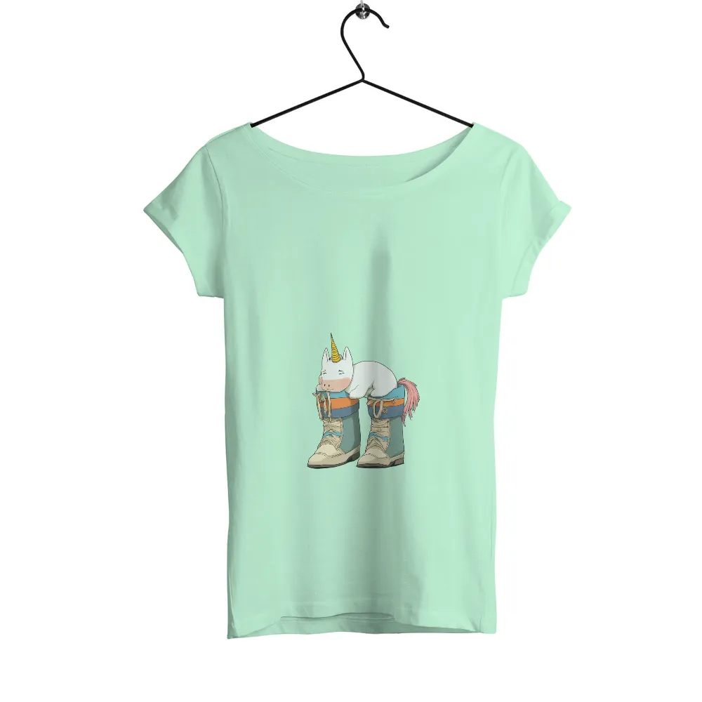 T-Shirts Design: Whimsical Unicorn in Boots - Magical Adventure|unicorn valentine shirt