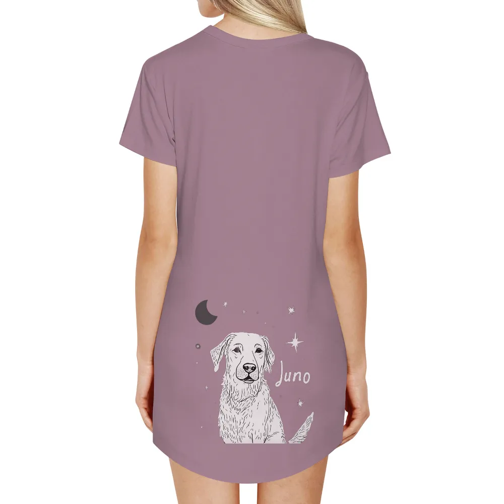 Custom T-Shirt Printing: Juno Under the Stars - Personalized Text, Golden Retriever, Night|statement shirt design maker