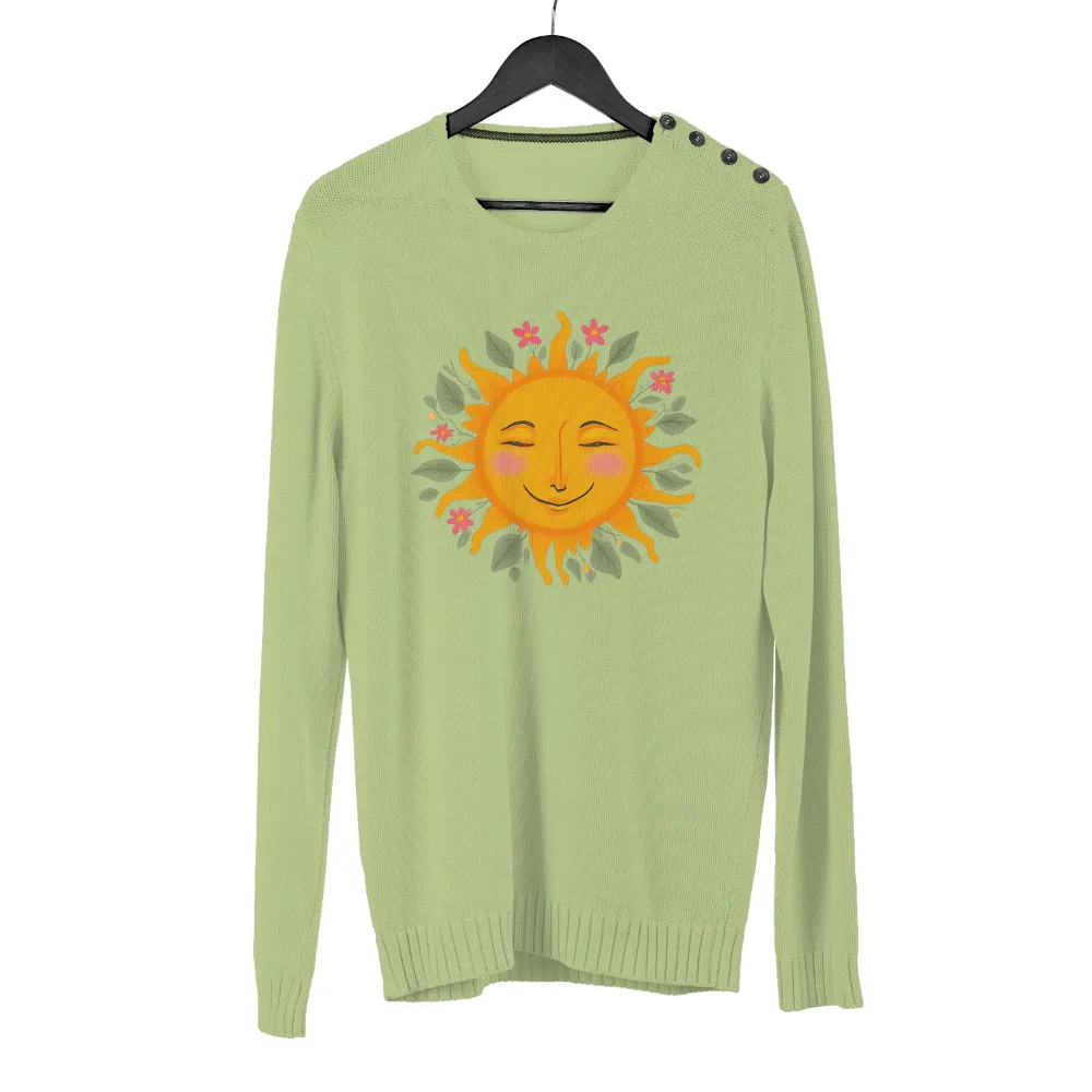 Graphic Tees: Radiant Sun with Pink Flowers and Green Leaves|costco hang ten men's long sleeve sun tee