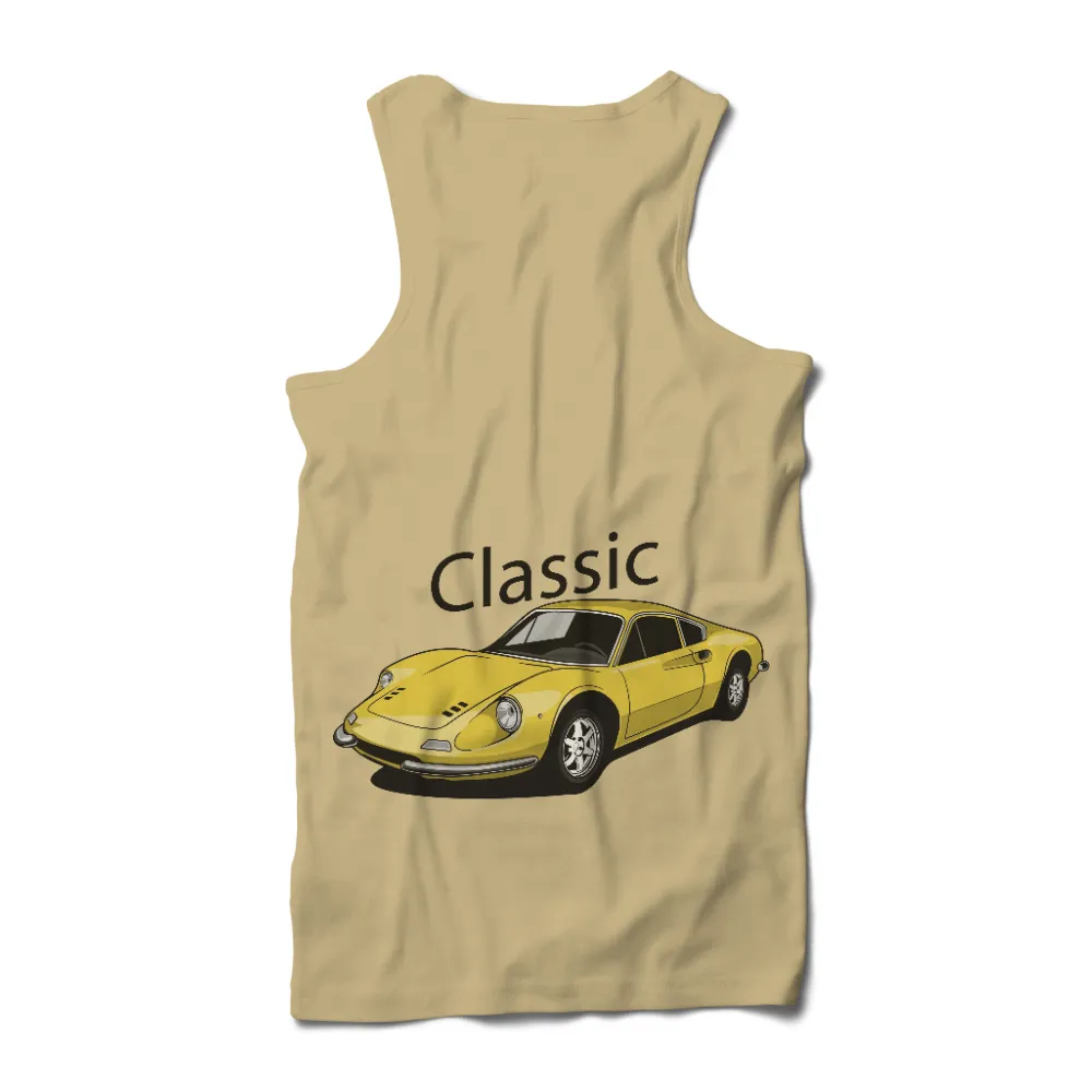 Graphic Tees: Vintage Yellow Sports Car - Nostalgic Automotive Design|nostalgia shirt