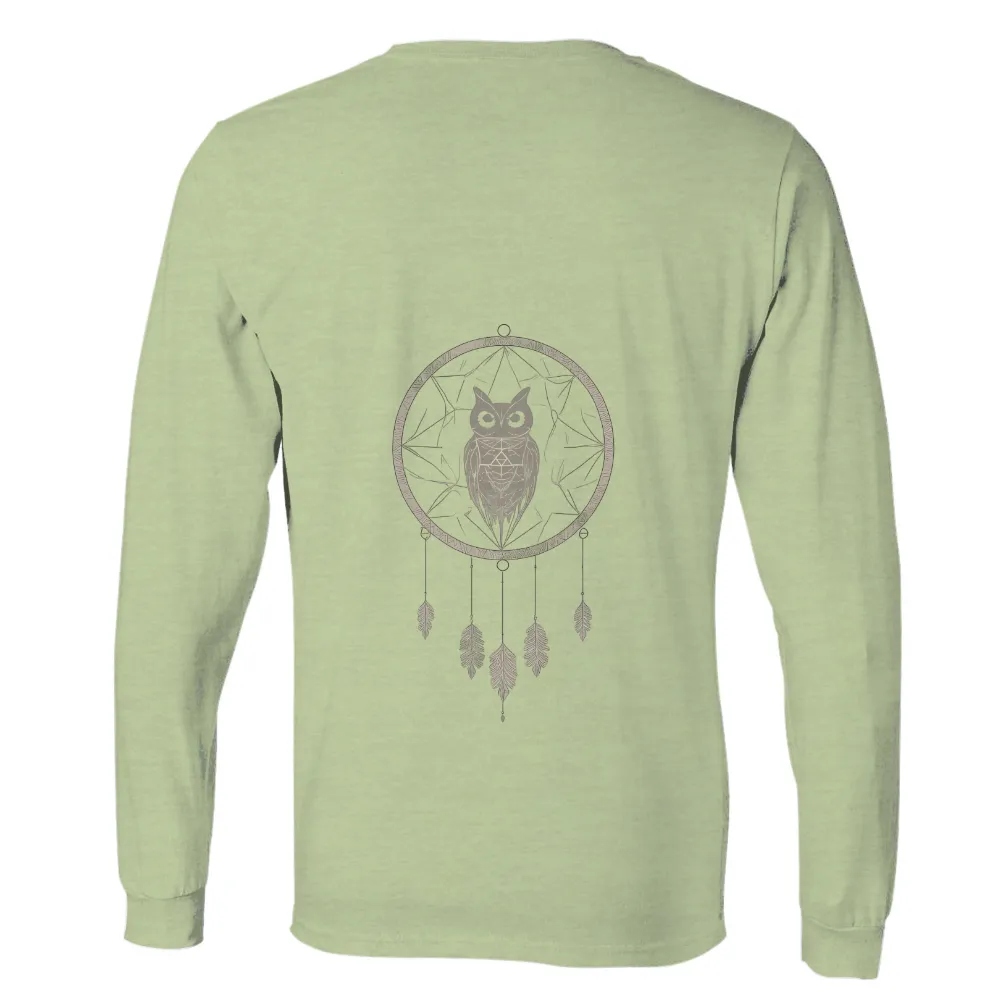 Vintage & Retro Wisdom: Dreamcatcher Owl Design|casual vintage sun moon t shirt