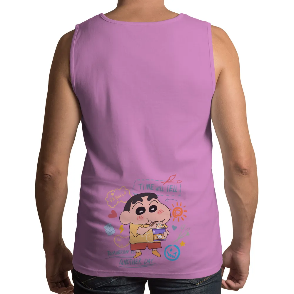 Custom T-Shirt Printing: Shin-chan's Optimistic Spirit with Snacks and Doodles|cry today smile tomorrow shirt