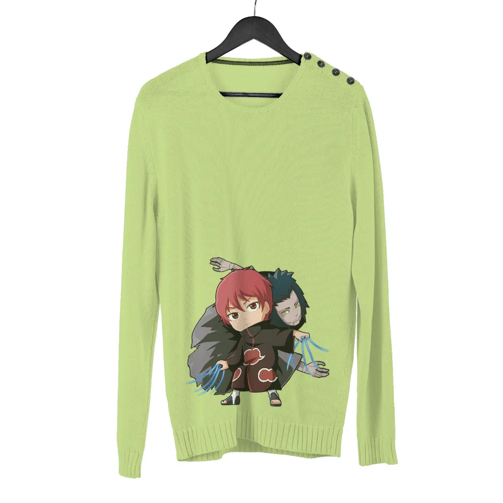 Custom Tee Shirts: Sasori and Deidara - Anime Characters in Chibi Style|men's art cotton colorful printed loose casual shirts