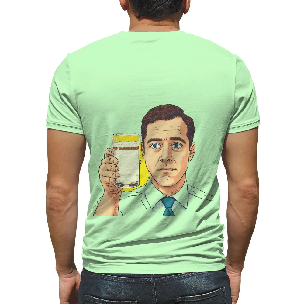 Customized Tee Shirts: Serious Man Drinking Milk - Daily Routines and Hidden Stories| glass of milk