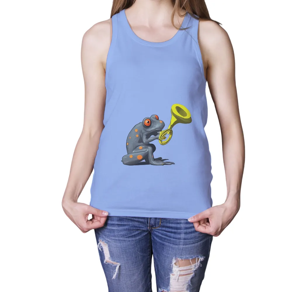 Custom T-Shirt Printing: Melody the Frog Playing Trumpet|acnh music fest shirt