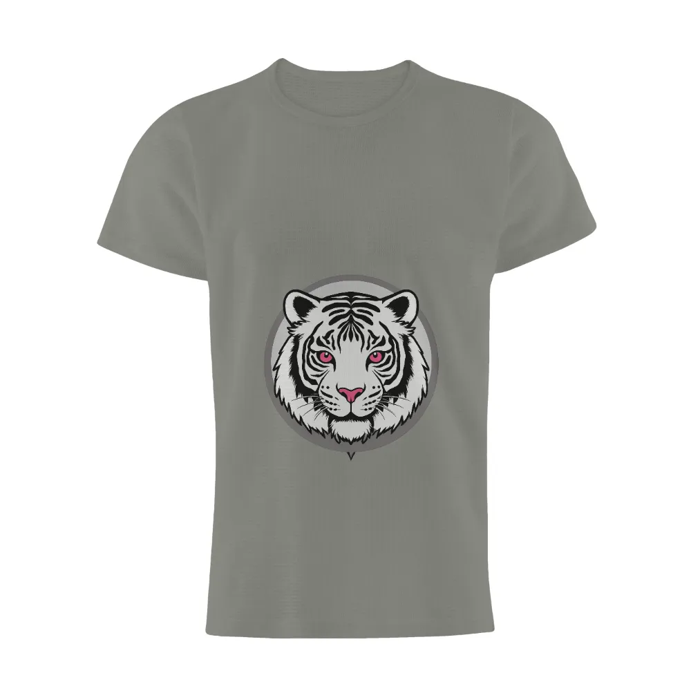 Custom Tee Shirts: White Tiger with Pink Eyes - Artistic Design|graffiti nature