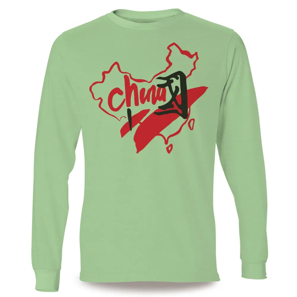 Customized Tee Shirts: Bold Red Asia Map with Chux - Artistic Design|earsnot graffiti