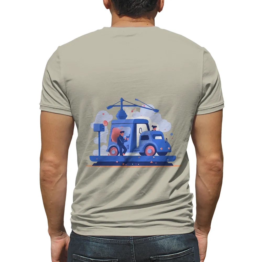 Futuristic Cityscape Design: Merging Technology with Human Interaction|retro duck t shirts