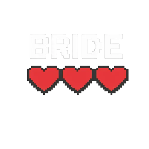 Tee Shirts Printed: Pixel Art Bride Hearts - Love & Nostalgia