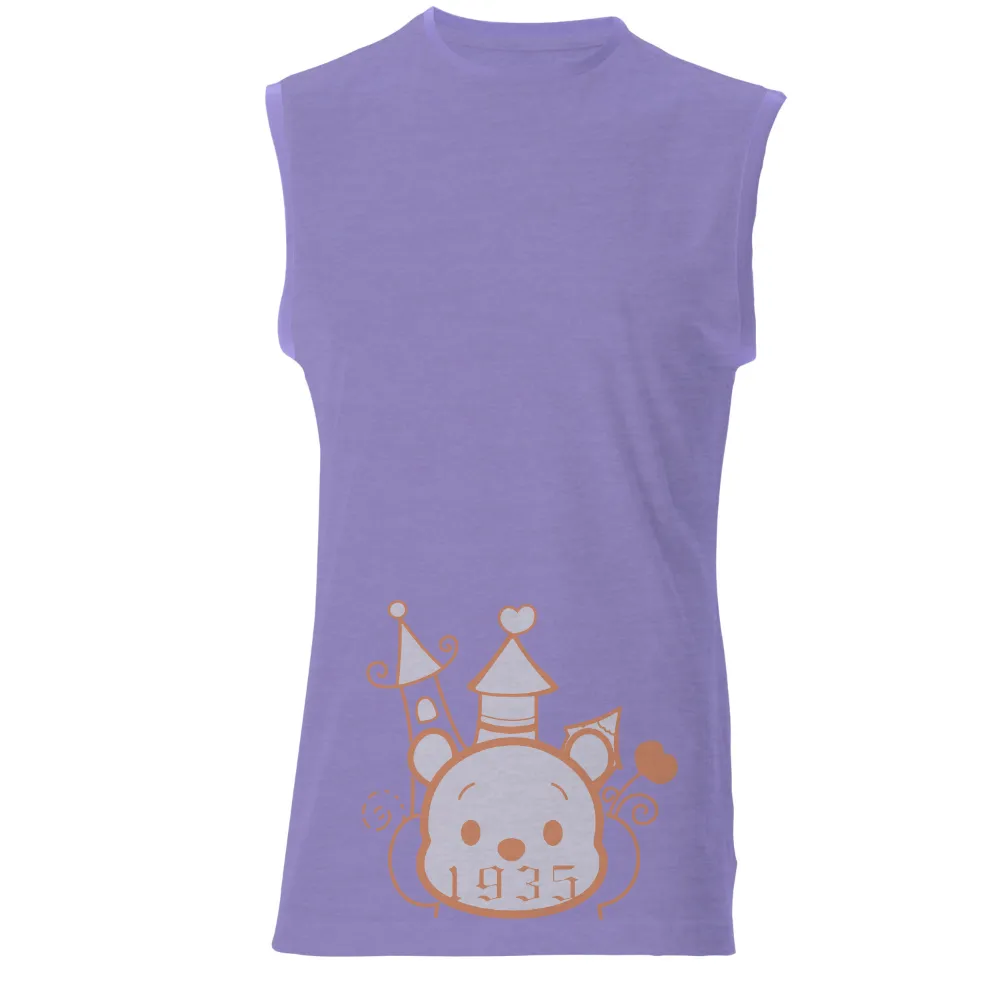 Custom T-Shirt Printing: Whimsical Bear Castle Design|short sleeve vintage slub knit tunic t shirt for women