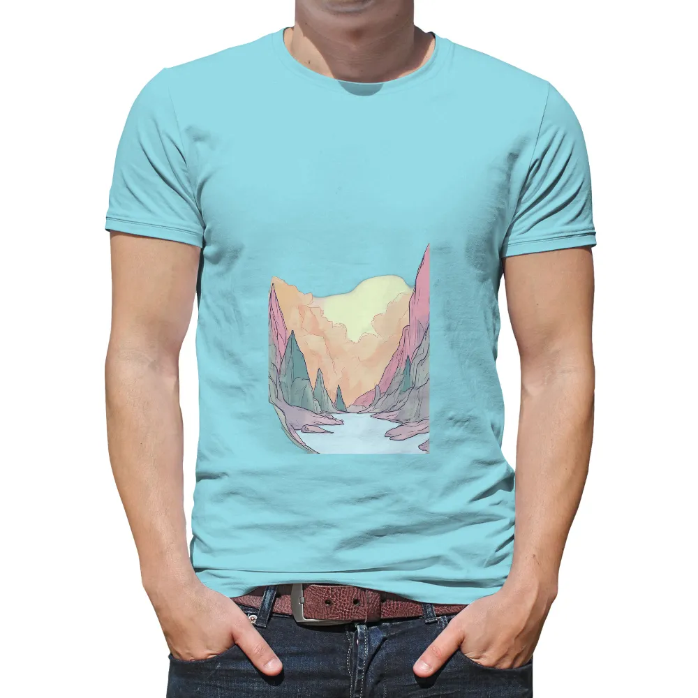 Customized Tee Shirts: Serene Mountains and Lake - Artistic Nature Design|2022 t shirt design