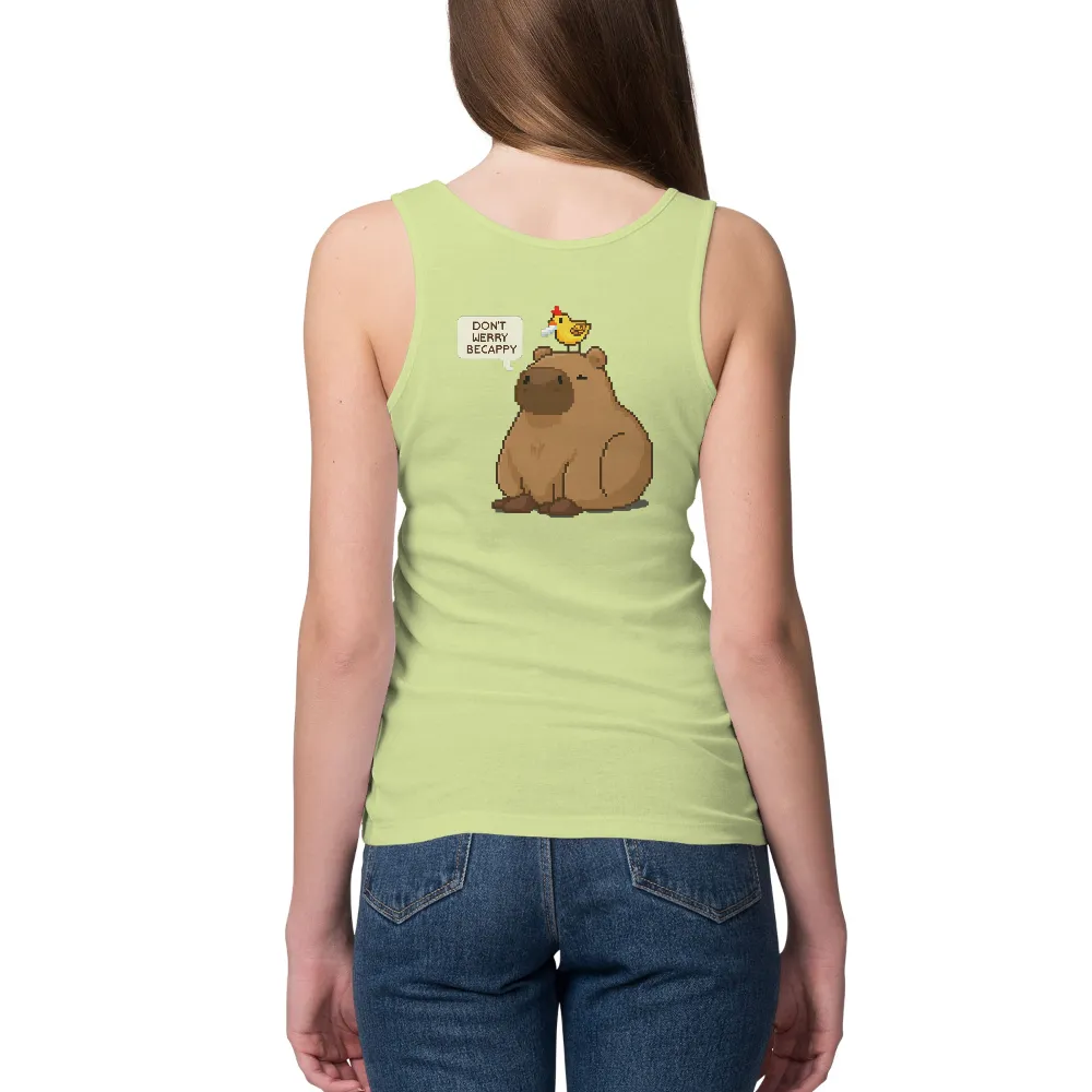 Tee Shirts Printed: Capybara and Bird - DON'T WERRY BECAPPY| Comfort and companionship theme