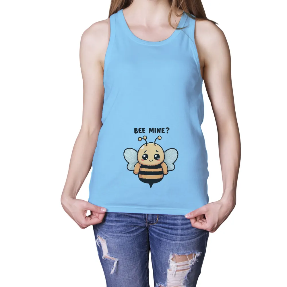 Graphic Tees: Bee Mine? - Whimsical Love Design|cartoon characters with black shirt