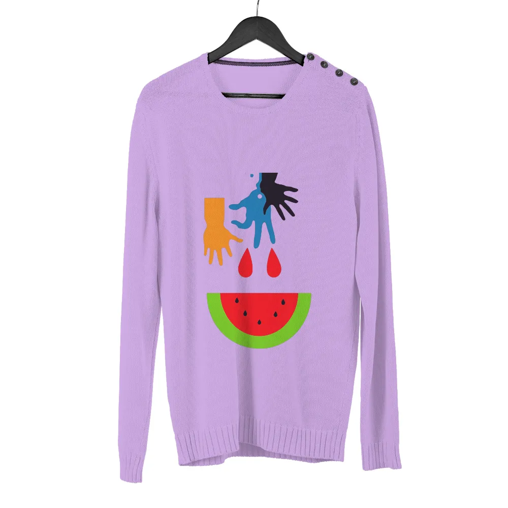 Custom Summer Joy Design: Watermelon and Hands Art|ben's boards summer bay t shirt