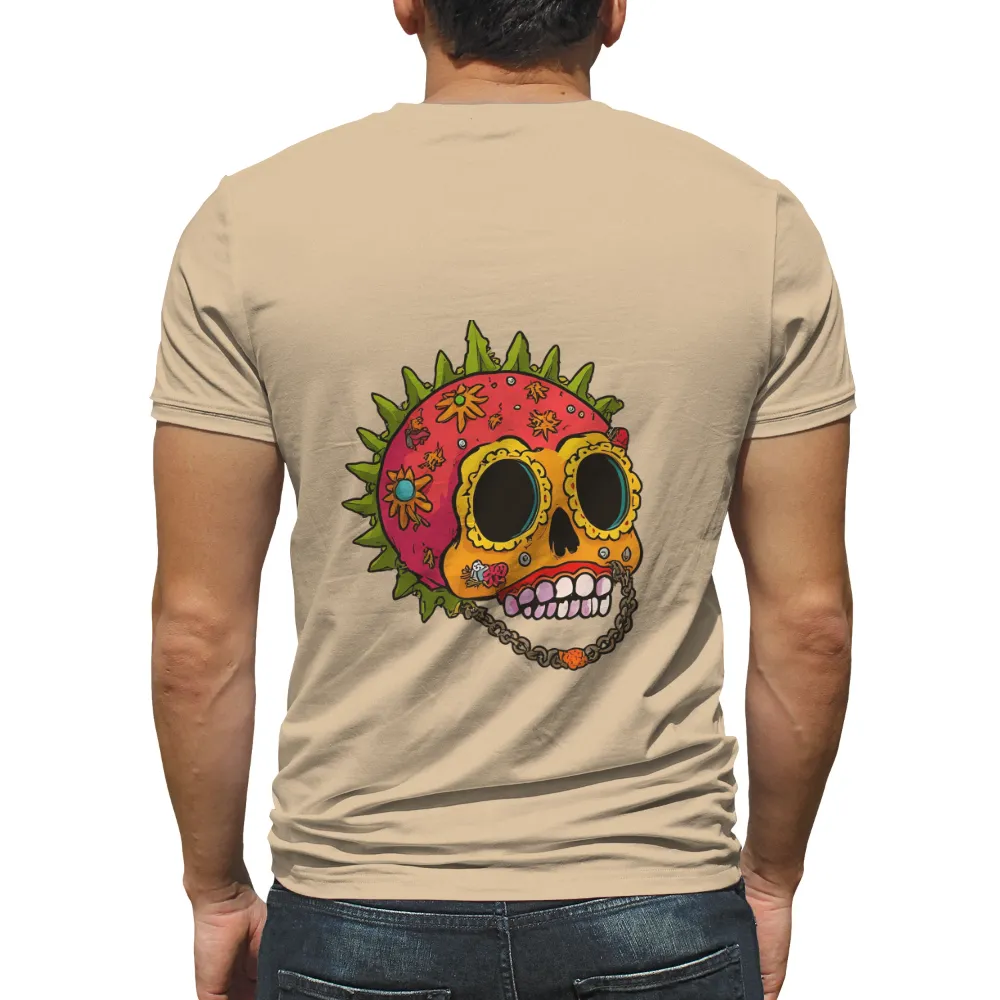 Custom T-Shirt Printing: Vibrant Day of the Dead Skull Design|music art love happiness t shirt