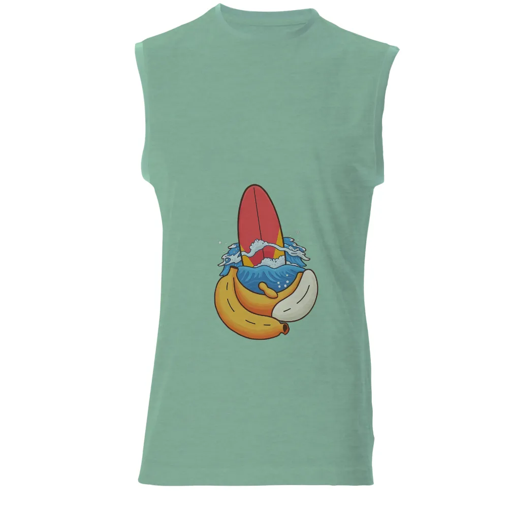 Tee Shirt Printing: Banana Surfer - Tropical Humor Tee|Banana with a surfer inside