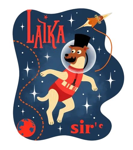 Custom Tee Shirts: Laika Sir - Space Dog Adventure