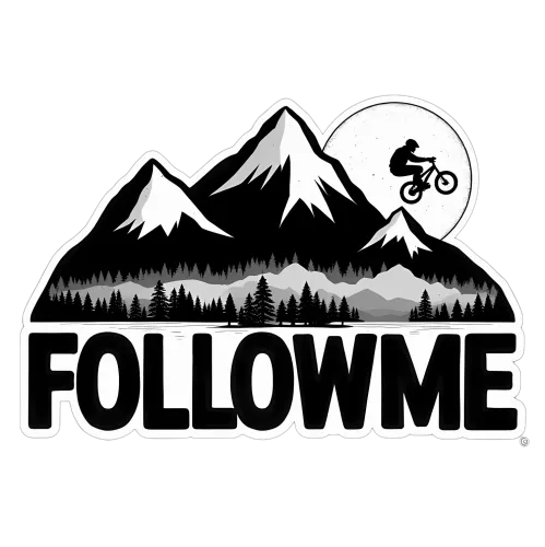 Tee Shirt Printing: Follow Me - Mountain Biking Adventure Under Full Moon