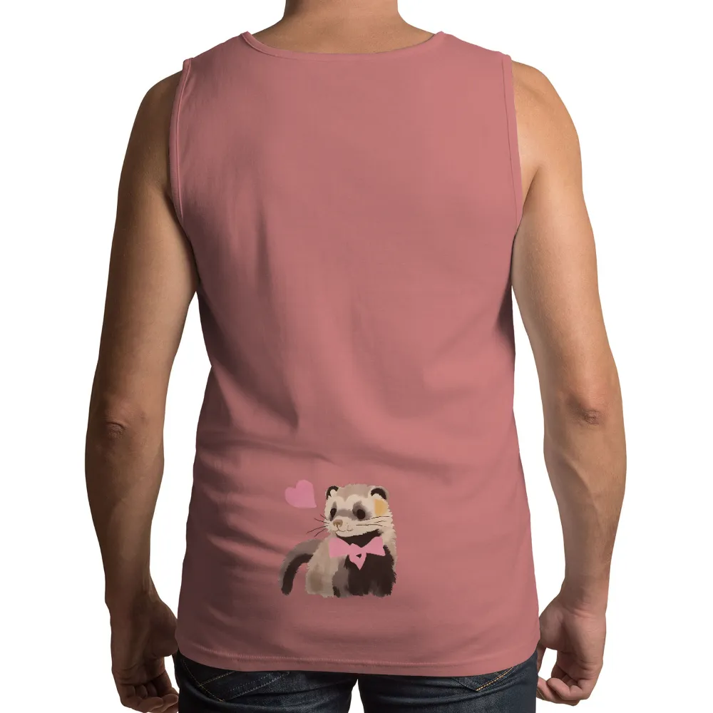 Tee Shirts Printed: Adorable Ferret with Pink Bow Tie|women i love my boyfriend shirt