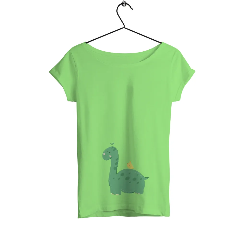 Custom Tee Shirts: Dinosaur and Bird Friendship Adventure|plus size sun protection swim shirts