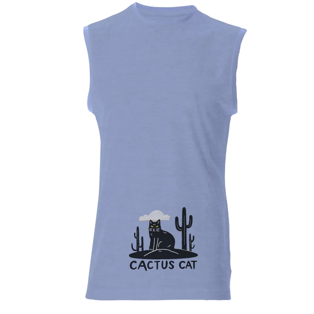 T-Shirts Custom: Cactus Cat - Mysterious Desert Guardian| enigmatic