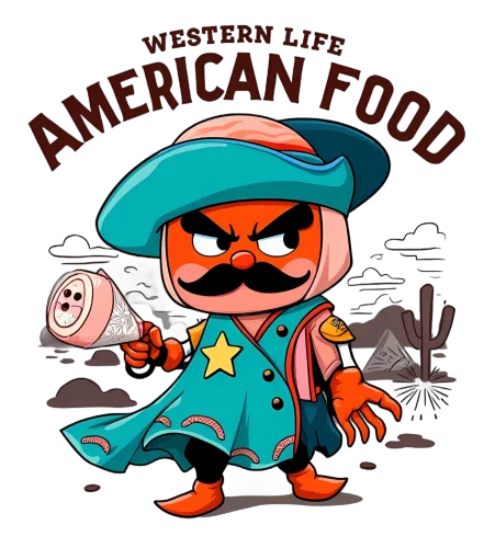 Custom T-Shirt Printing: Cowboy Spirit with American Food | Funny & Whimsical Design