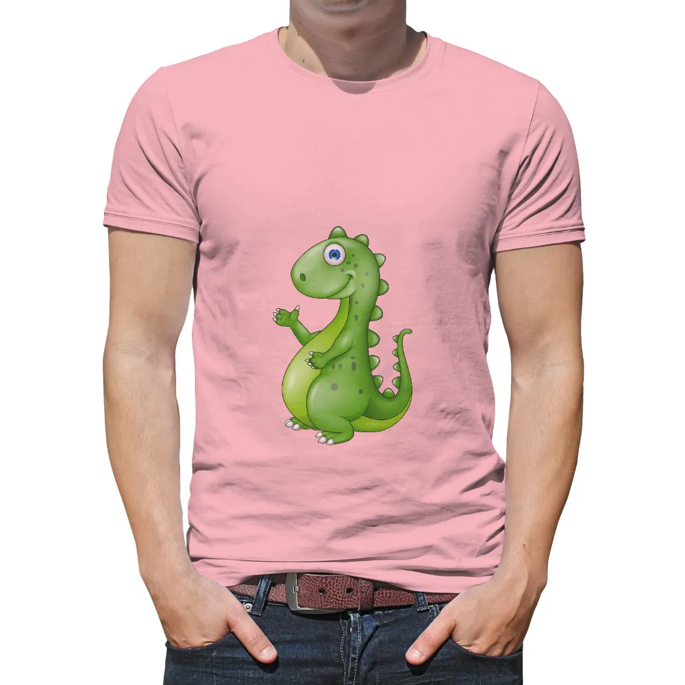 Tee Shirts Printed: Friendly Dinosaur Cartoon Design|green beer day shirt