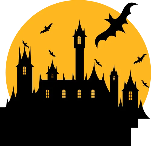 T-Shirts Custom: Spooky Castle Silhouette - Halloween Mystery