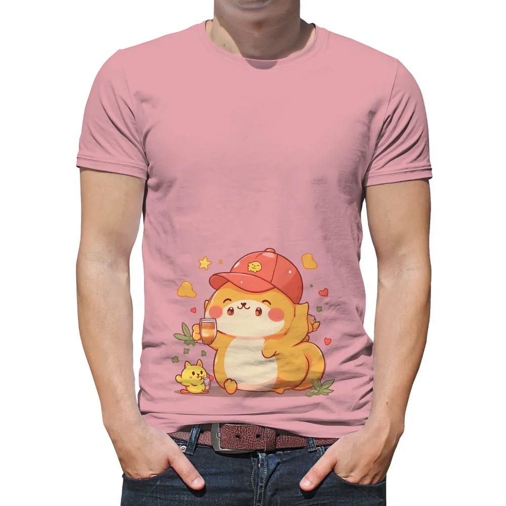 Graphic Tees: Mochi the Hamster - Joyful Companionship| Playful hamster with hearts and stars