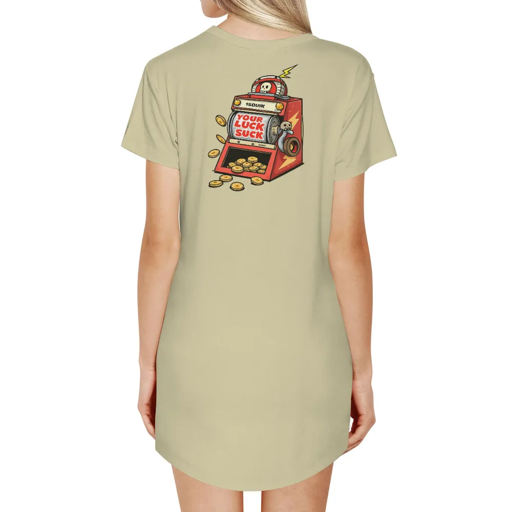 Custom Tee Shirts: Your Luck Suck - Slot Machine Humor|Slot machine with skull