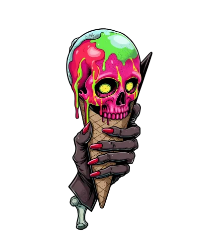 T-Shirts Custom: Whimsical Skull Ice Cream - Artistic Designs