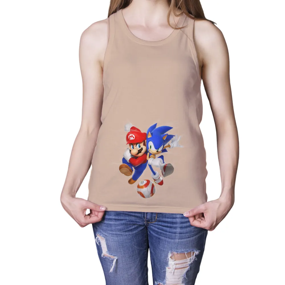 Tee Shirts Printed: Mario and Sonic Soccer Showdown|summer surf retro casual tee