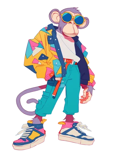 Monkey in Colorful Jacket - 90's monkey shirt