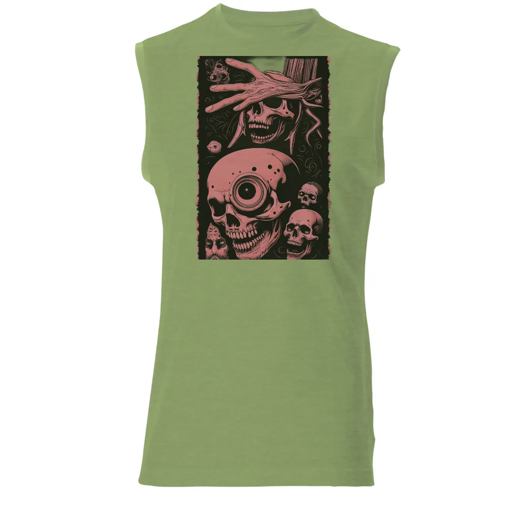 Graphic Tees: Surreal Skulls with Camera Lens - Artistic Design|Skull with camera lens