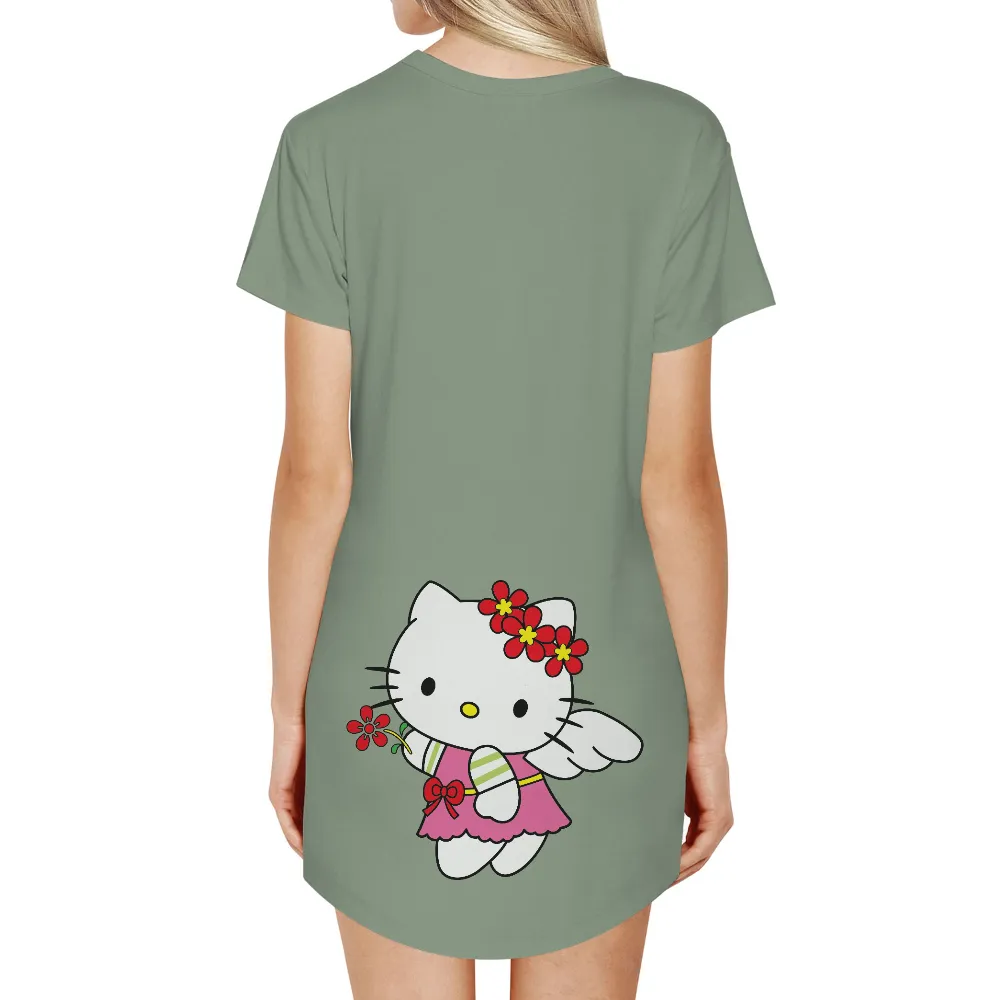 T-Shirts Design: Kitty Angel with Spring Flowers|white hello kitty t shirt roblox