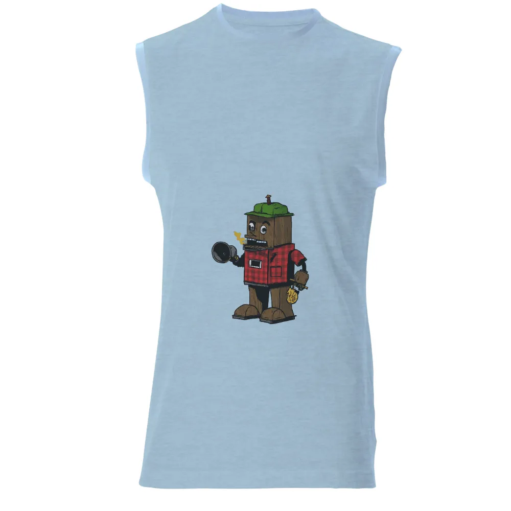 Graphic Tees: Woody the Robot - Vintage Lumberjack Fusion| vintage robot