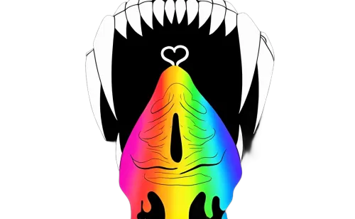 Custom T-Shirt Printing: Dark Creature with Rainbow Tongue