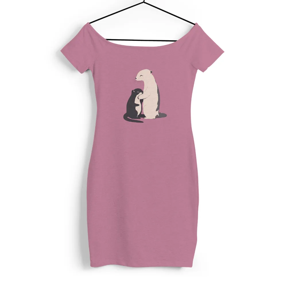 T-Shirts Pattern: Otters Embracing - Minimalist Love Design|no money but love tshirt