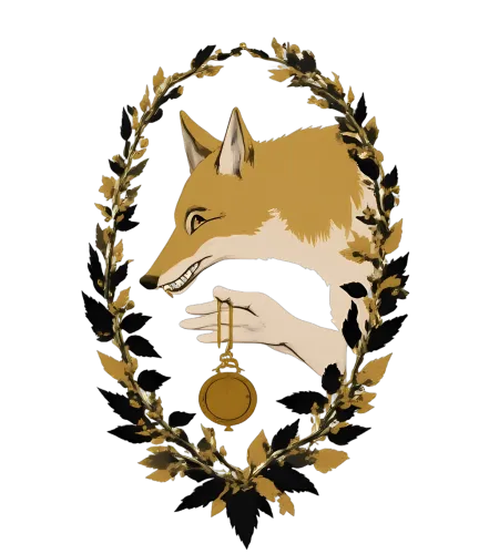 TShirt Design: Clever Fox with Laurel Wreath and Pocket Watch