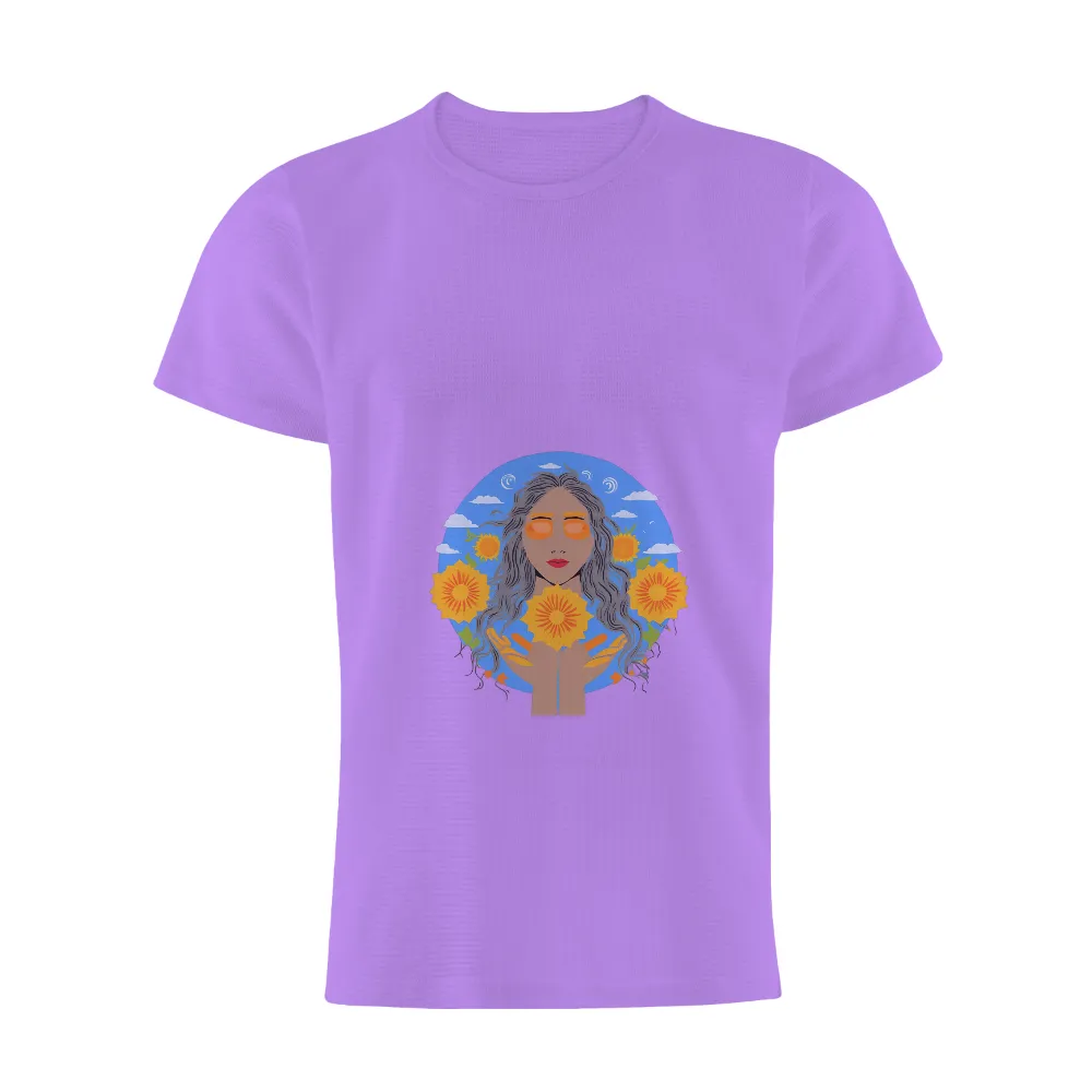 Shirts Graphic Tees: Sunflower Guardian - Artistic Design|women's running shirts sun protection